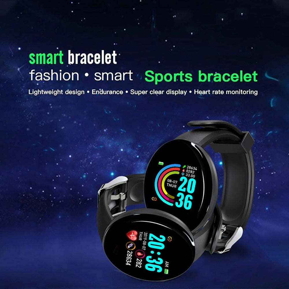 D18 Smart Bracelet Color round Screen Heart Rate Blood Pressure Sleep Monitor Walking Exercise Fitness Smart Watch